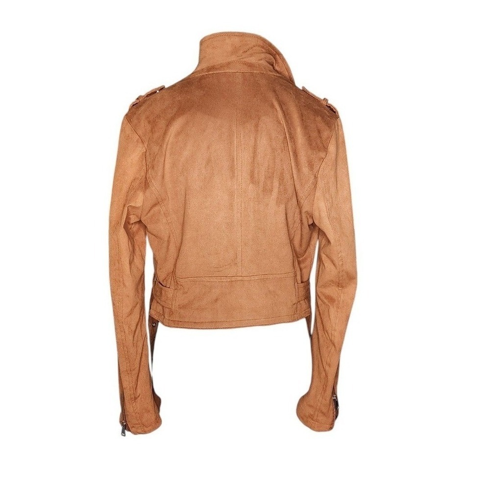 Ashley Outerwear Tan Faux Leather Moto Jacket | Size M | Biker Style - Picture 2 of 6
